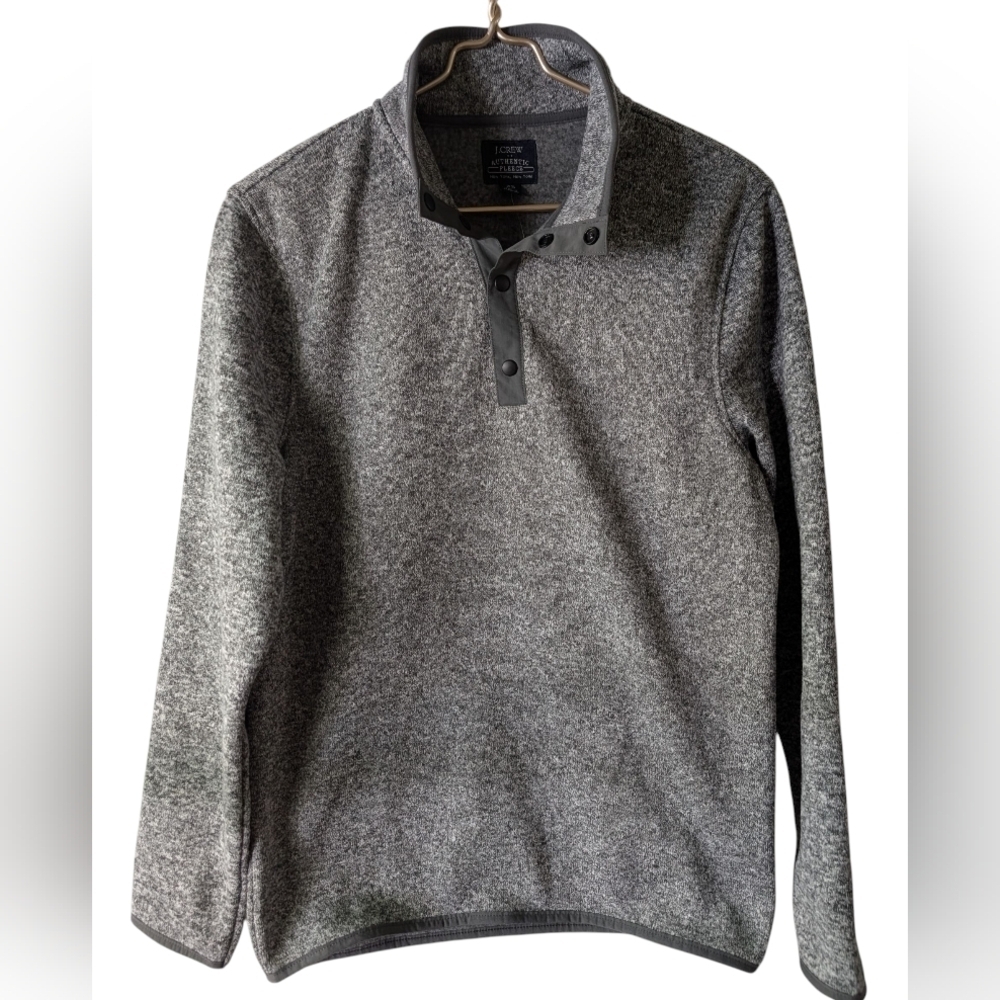 J. Crew Men's Quarter Snap Up Fleece Sweater - Charcoal Gray